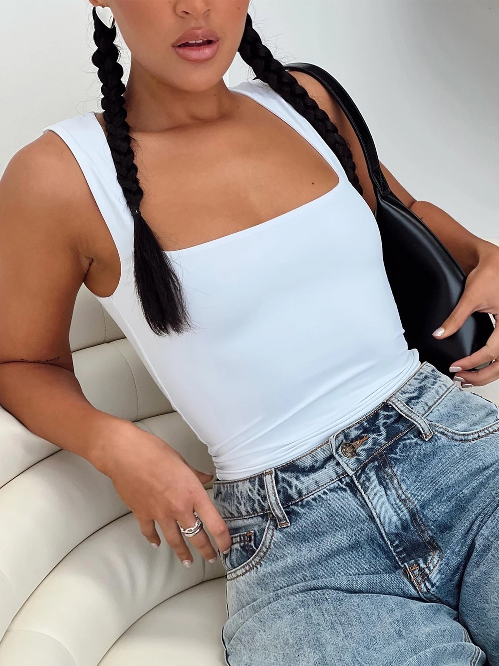 Princess Polly Back in Time Tank Top in White - Size 4